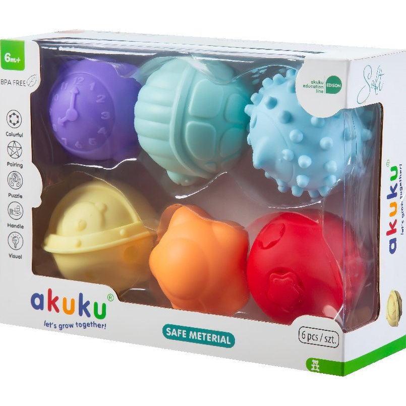 Akuku Tapintást Fejlesztő Labda Szett 6 db (AKUKU-69300)