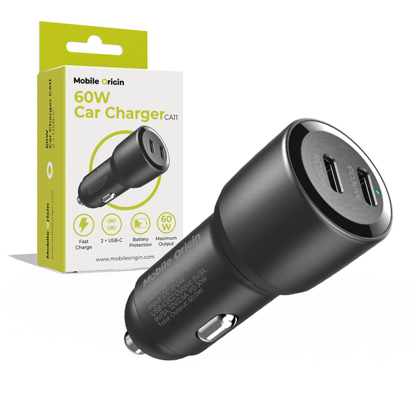 Mobile Origin Car Charger 60W 2 USB-C CA11