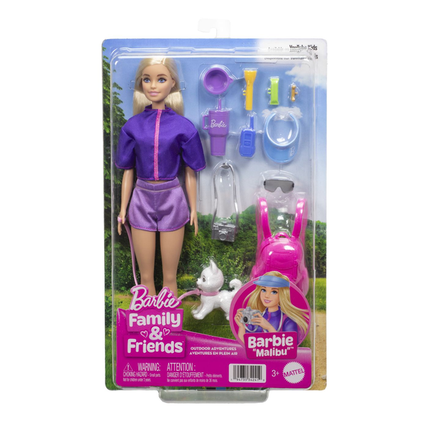 BARBIE FAMILY AND FRIENDS BARBIE MALIBU DOLL AND ACCESSORIES OUTDOOR ADVENTURES SET
