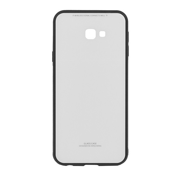 Műanyag telefonvédő (közepesen ütésálló, üveg hátlap) FEHÉR [Samsung Galaxy J4 Plus (SM-J415F)] (5996457809929)