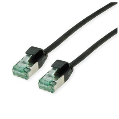 ROLINE RM U/FTP DataCenter Patch Cord Cat.6A (Class EA), wąski, czarny, 0,15 m