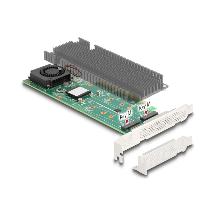 Delock PCI Express x8 Card - 2 x belső NVMe M.2 M-kulcs, RAID-dal - alacsony profilú formatényező (90123) (90123)