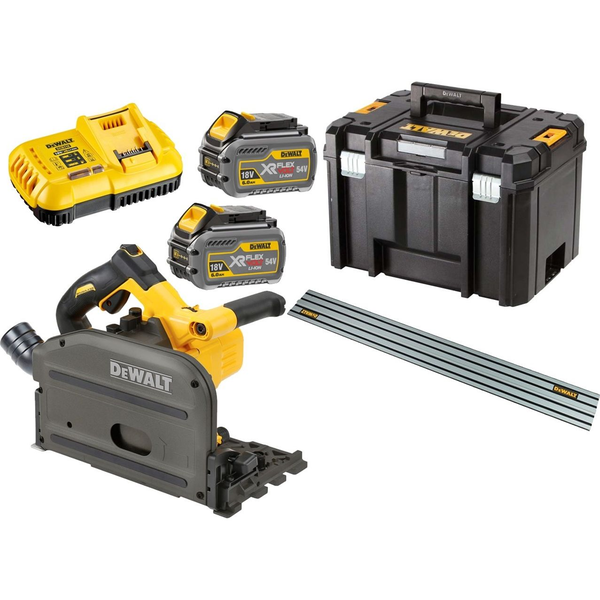 DEWALT. CUTTING MACHINE 54V FV DCS520T2R + RAIL 1.5m 2x6.0Ah 165mm