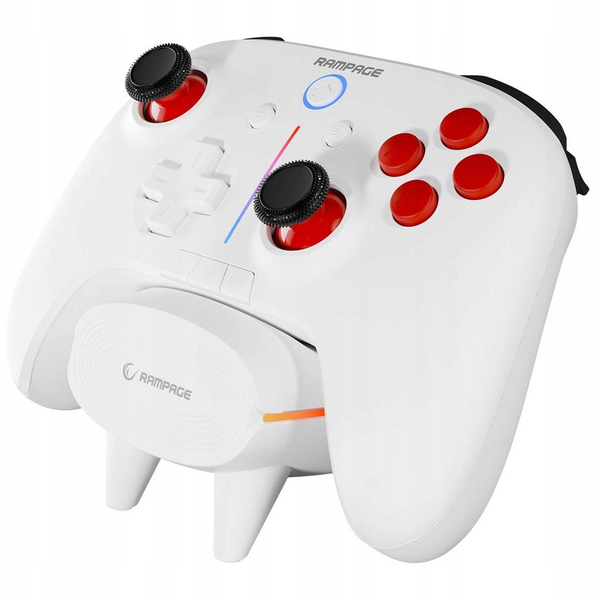 Rampage Hydra Pro Pad bezprzewodowy RGB 2.4G Hall, spusty magnetyczne ze stacją ładującą biały