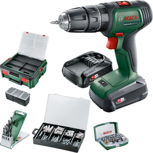 Akku-Schlagbohrschrauber UniversalImpact 18V, Set