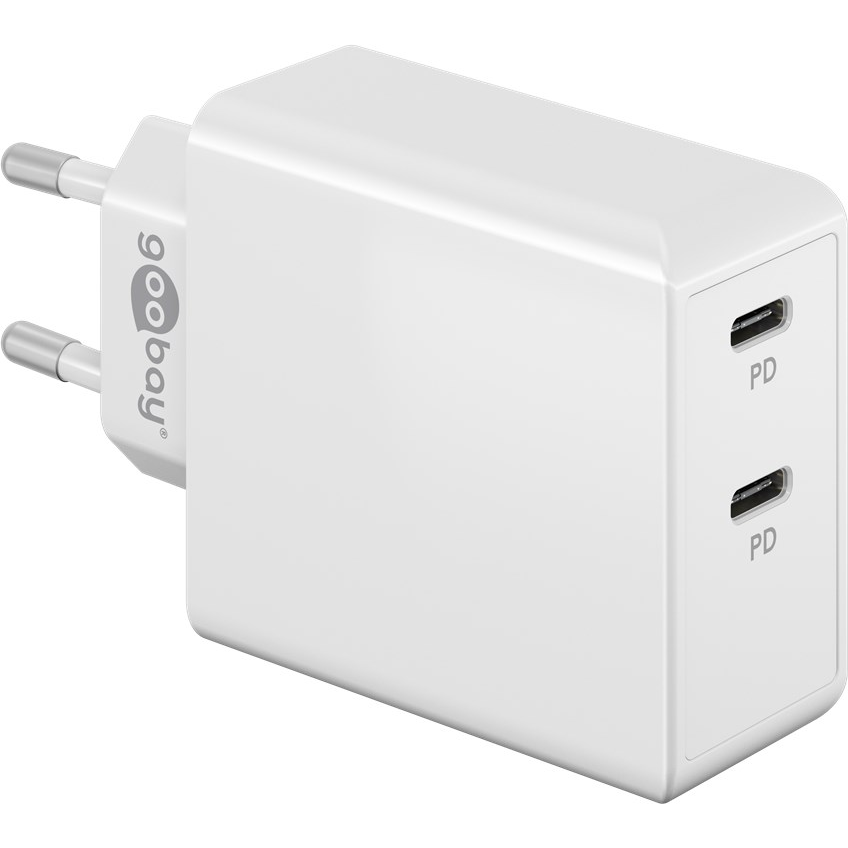 Goobay 61758 2x USB-C Hálózati töltő - Fehér (36W) (61758)