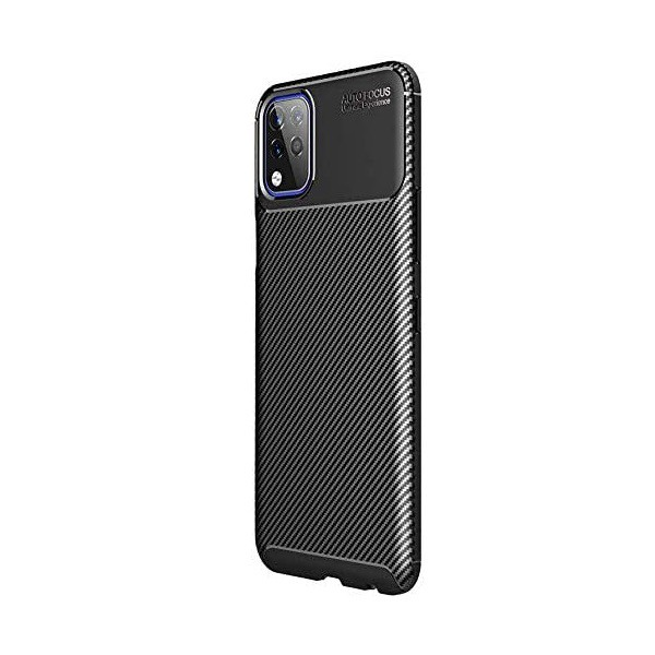 Szilikon telefonvédő (közepesen ütésálló, légpárnás sarok, szálcsiszolt, karbon minta) FEKETE [LG K42 (LM-K420HM)] (5996591024134)