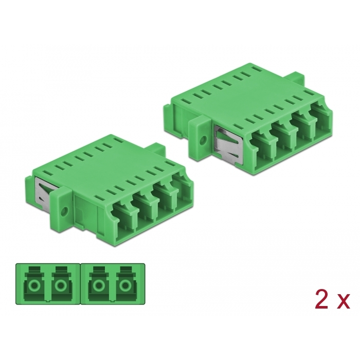 Delock LC optikai szálas csatlakozó Quad anya - LC Quad anya, egymódosú 2 db. Zöld (86539) (86539)