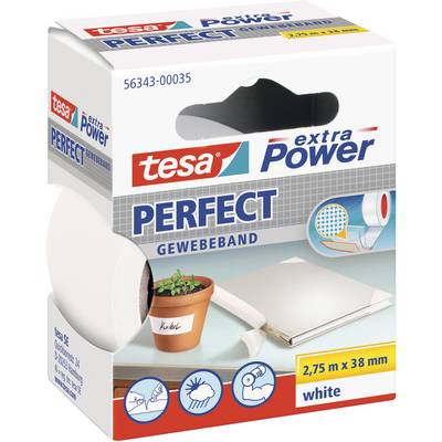 Szövetbetétes ragasztószalag, fehér, 2,75 m x 38 mm, tesa® extra Power (56343-00035-02)