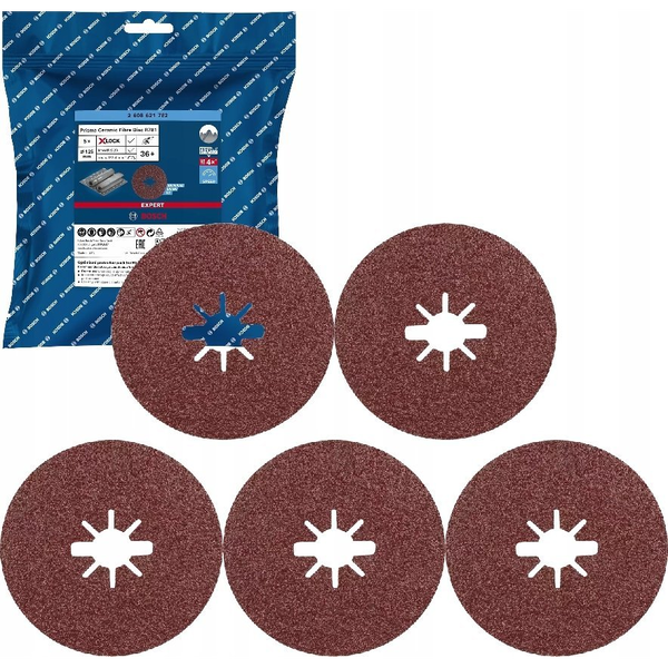 Bosch EXPERT R781 Prisma kerámiaszemcsés fíbertárcsa fémhez, 5db X-LOCK 125mm, G36+