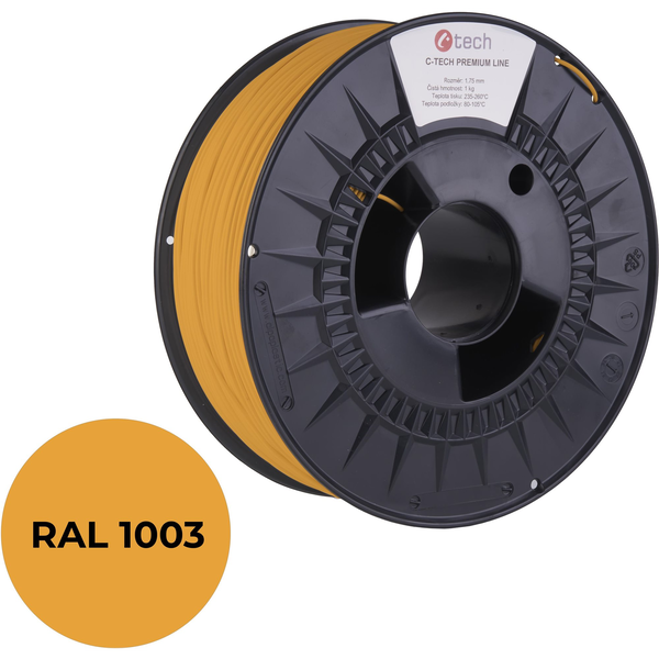 C-TECH 3DF-P-PLA1.75-1003 Premium Line, PLA, 1,75 mm, 1 kg, filament galben