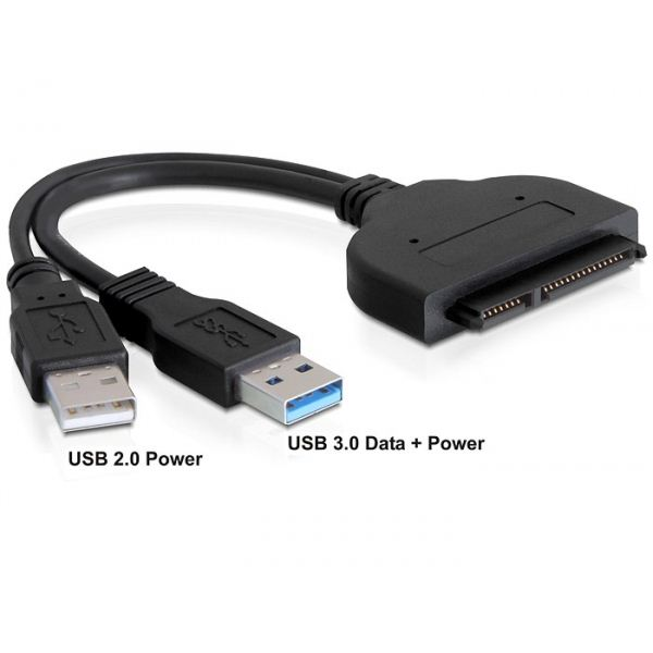 Delock DL61883 SATA 22 pin -> USB 3.0-A apa + USB 2.0-A apa konverter (DL61883)