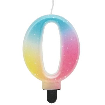 Godan Beauty and Charm: Szivárvány színű pasztell számgyertya - 0 (SF-OPA0) (SF-OPA0)