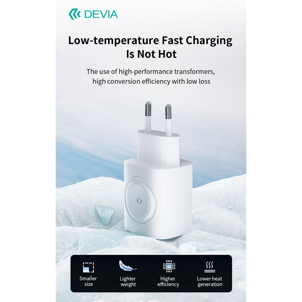Devia Ultra1 22W PD+QC+Apple Watch 2in1 hálózati gyorstöltő adapter - fehér (ST131026)