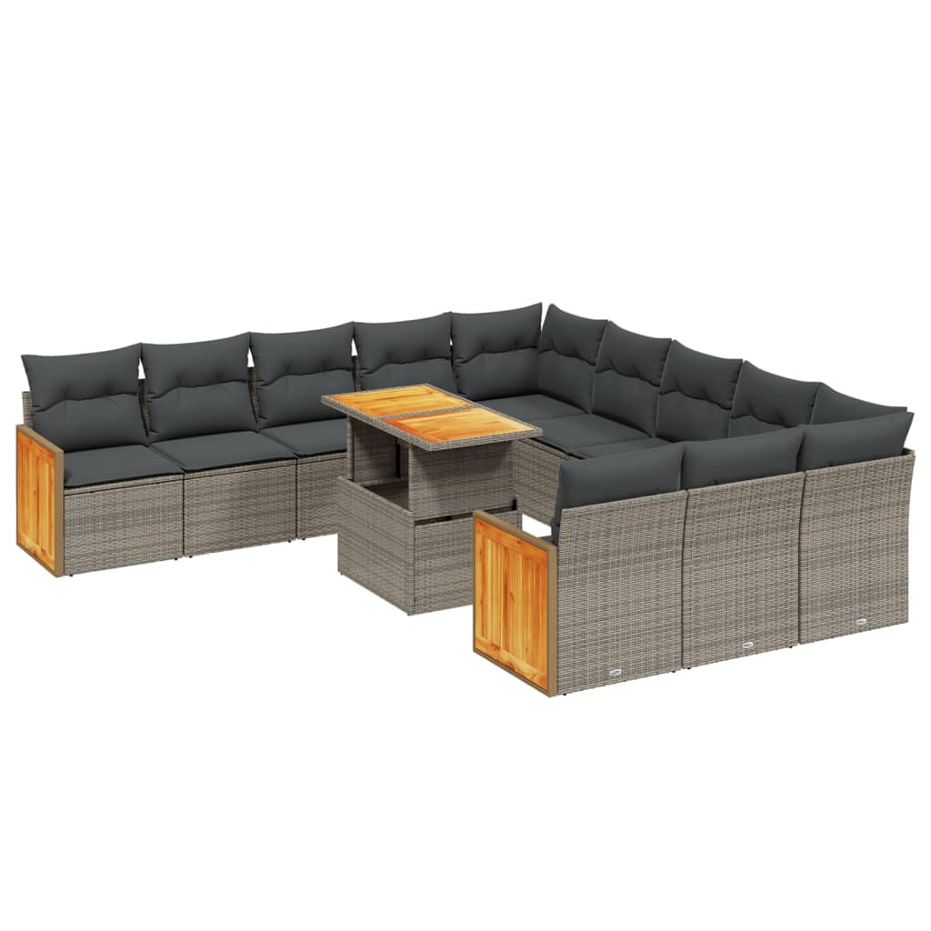 11 részes szürke polyrattan kerti ülőgarnitúra párnákkal (3274147)