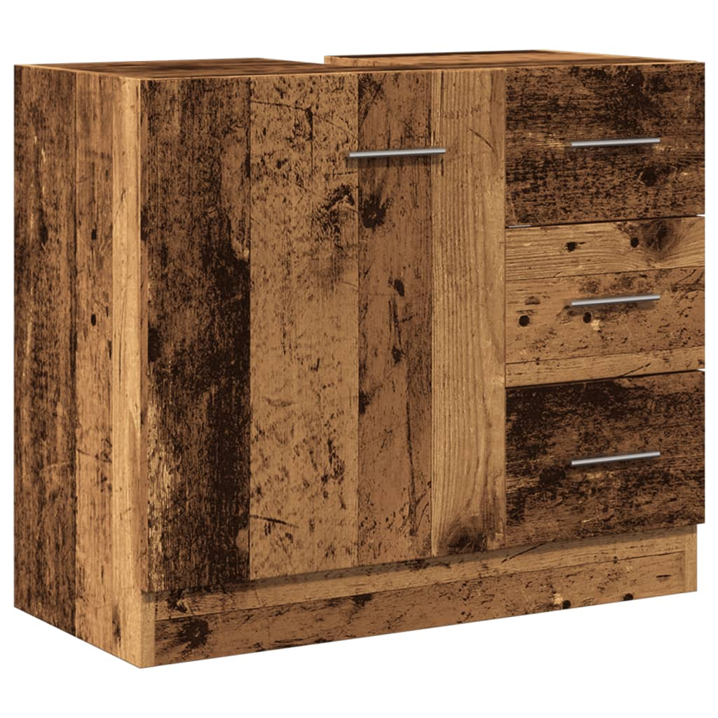 antik fa színű szerelt fa mosdószekrény 63 x 30 x 54 cm (858323)