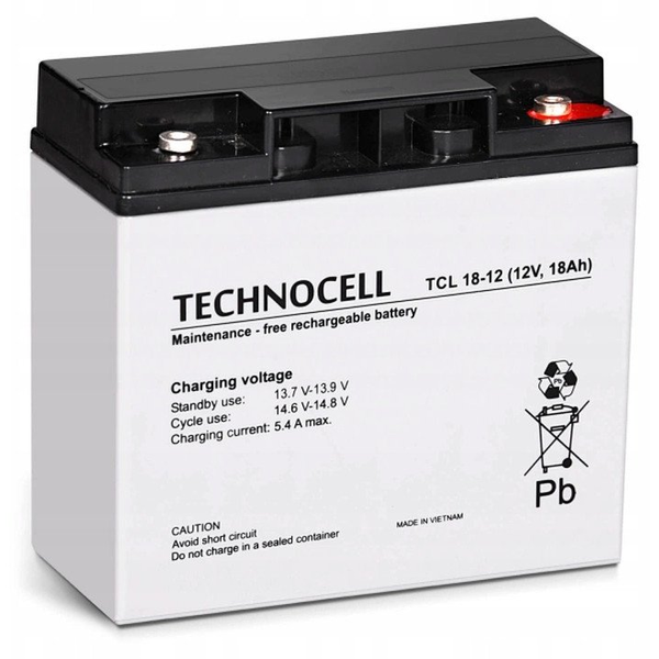 TCL18-12 TECHNOCELL Akumulator AGM 12V 18Ah