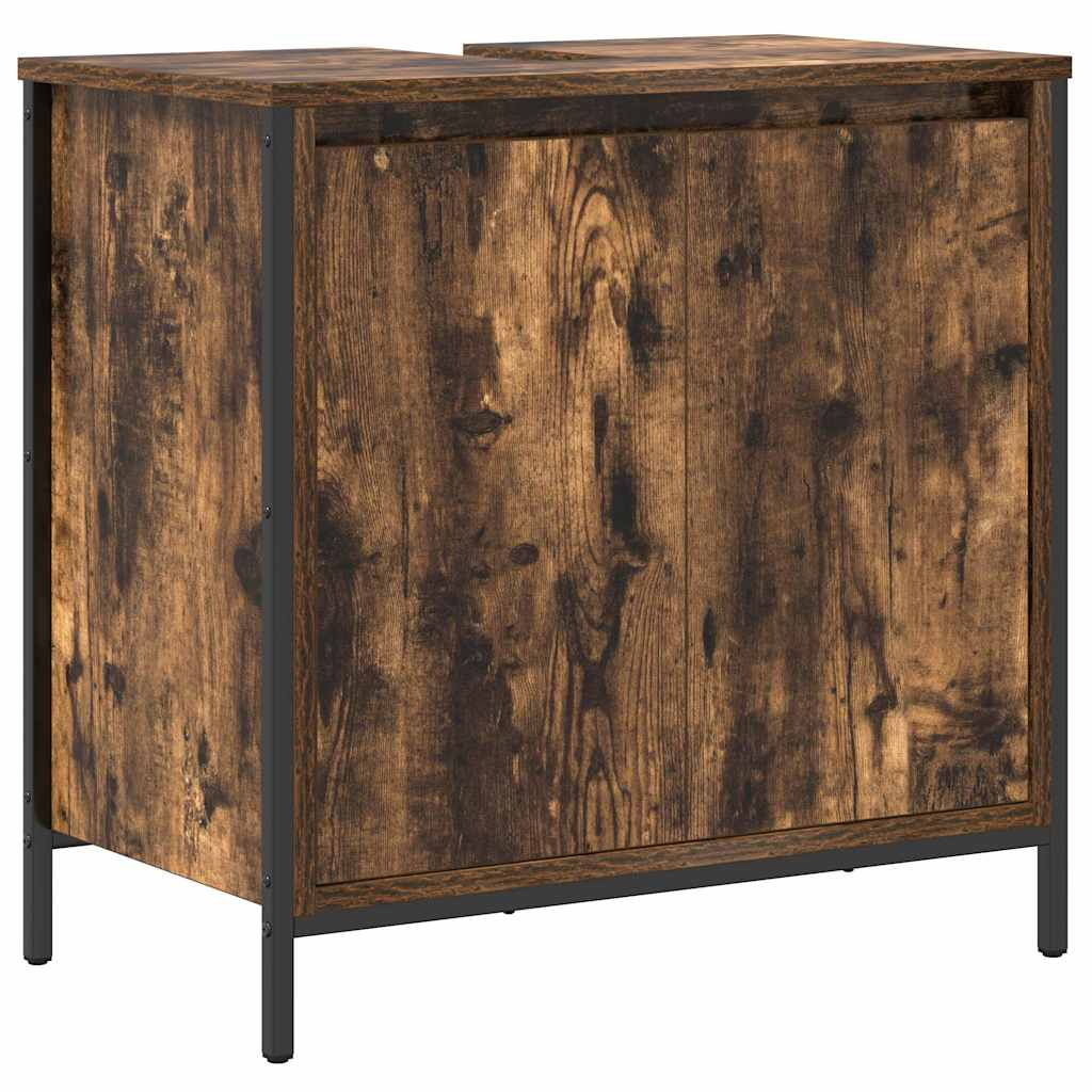 füstölt tölgy mosdószekrény fiókokkal 60x34,5x60 cm (861894)