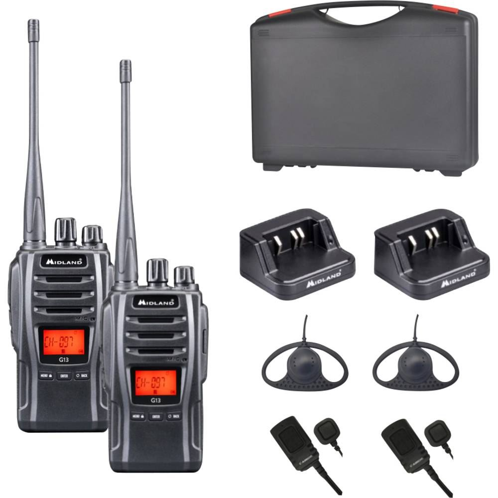 Midland walkie-talkie set, Headset, táska, Akkupakk, PMR készülék, fekete, C1462.S1 (C1462S1)
