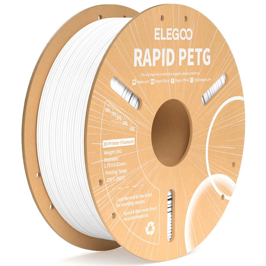 Elegoo RAPID PETG - 1,75mm, 1kg, Cardboard Spool, White (ELEEG240444)