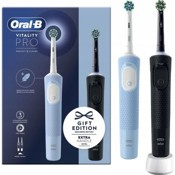 Braun Oral-B Vitality Pro D103 Duo електрическа четка за зъби, черна/синя/бяла