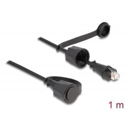 Delock RJ45 apa - RJ45 apa Cat.6 STP védőfedéllel hálózati kábel 1m fekete (80166) (delock80166)