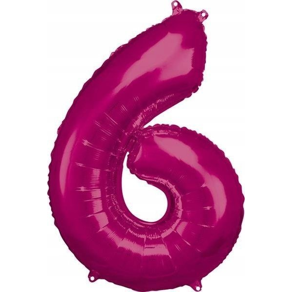 Óriás Szám Fólia Lufi - 6-os, 88x55 cm, Rózsaszín
