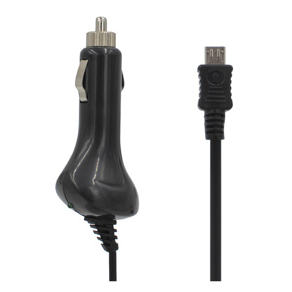 Autós töltő (5V / 2100mA + beépített microUSB kábel) FEKETE (TFKCC-062)