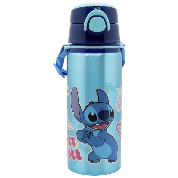 Disney Stitch - Bidon aluminiowy ze słomką i paskiem 730 ml