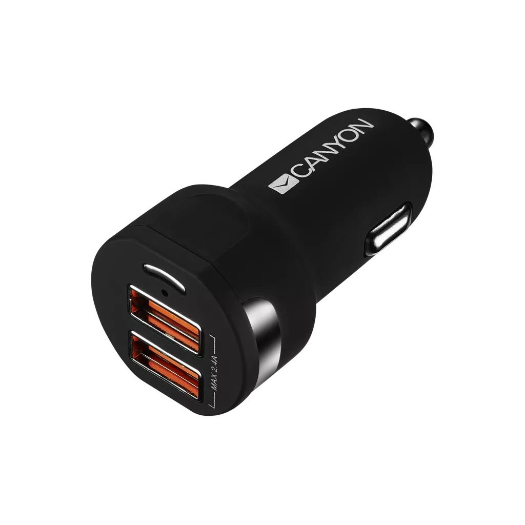 Canyon CNE-CCA04B autós töltő 2xUSB-A, 2.4A fekete (CNE-CCA04B)