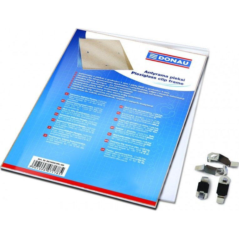 Képkeret, klipes, plexi, A3, 29,7x42 cm, DONAU (5620001PL-00)