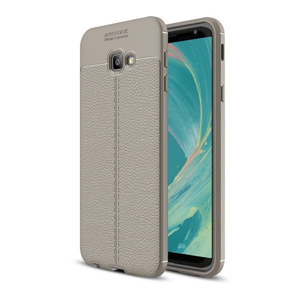Szilikon telefonvédő (közepesen ütésálló, bőr hatású, varrás minta) SZÜRKE [Samsung Galaxy J4 Plus (SM-J415F)] (5996457821358)