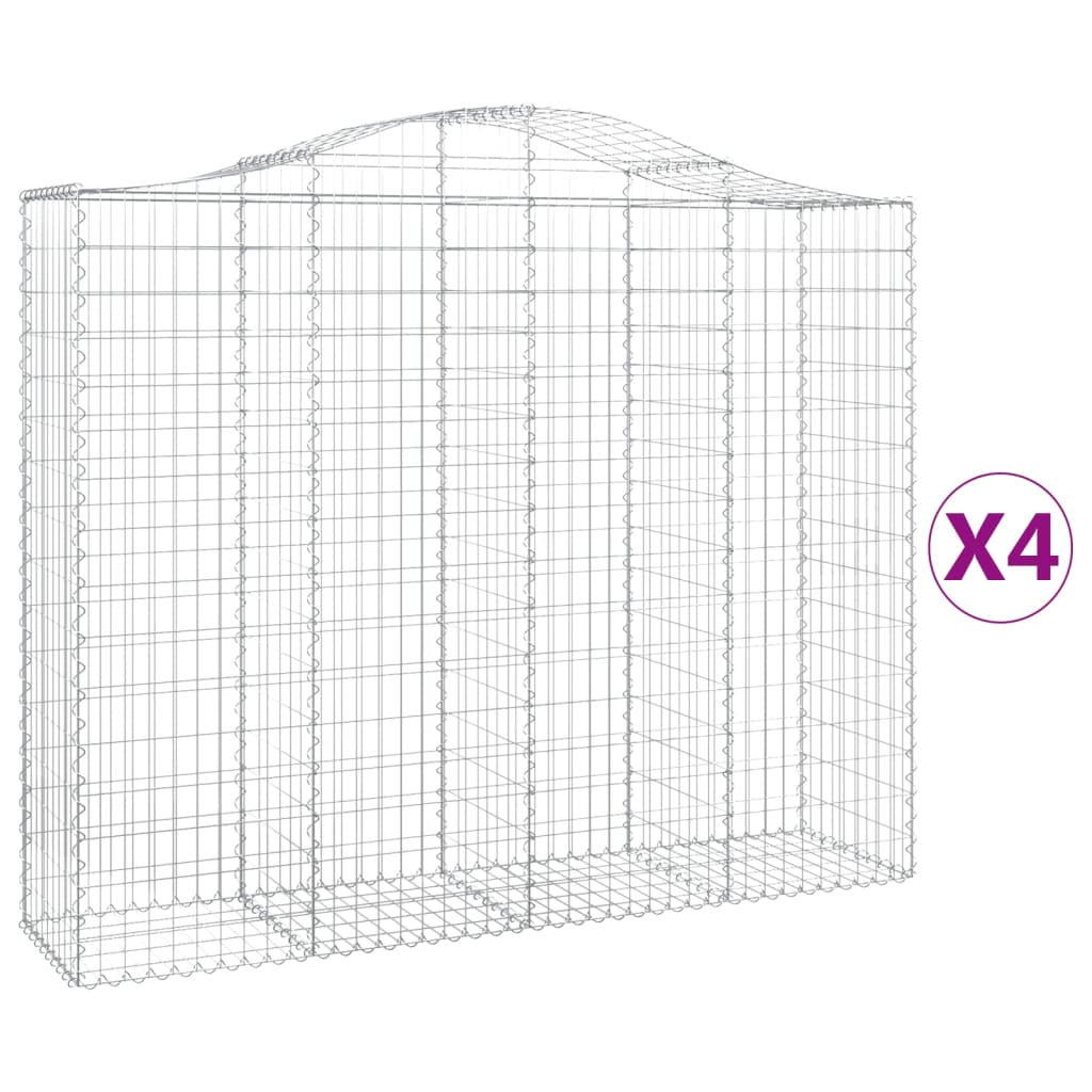 4 db íves horganyzott vas gabion kosár 200x50x160/180 cm (3145705)