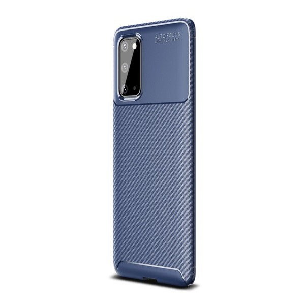 Szilikon telefonvédő (közepesen ütésálló, légpárnás sarok, karbon minta) SÖTÉTKÉK [Samsung Galaxy S20 5G (SM-G981U)] (5996457931125)