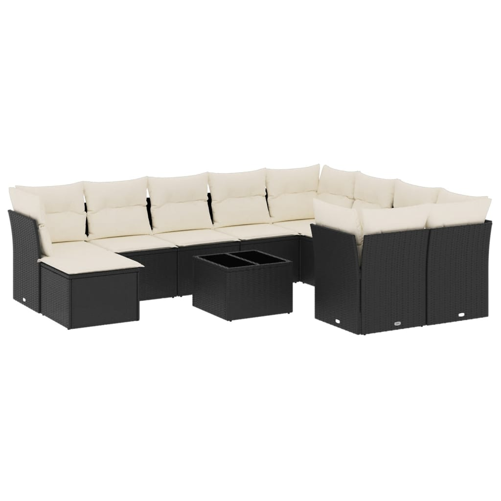 11 részes fekete polyrattan kerti ülőgarnitúra párnákkal (3218596)