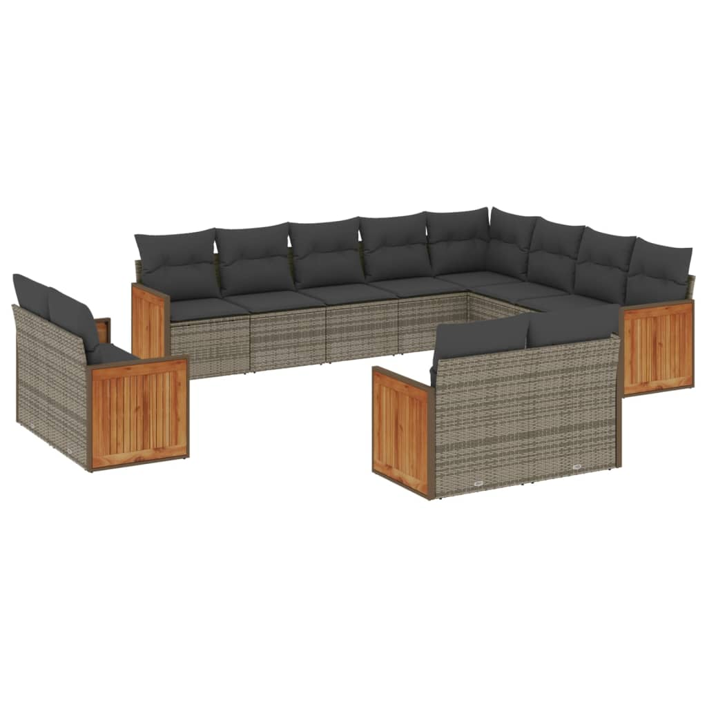 12 részes szürke polyrattan kerti ülőgarnitúra párnákkal (3228195)