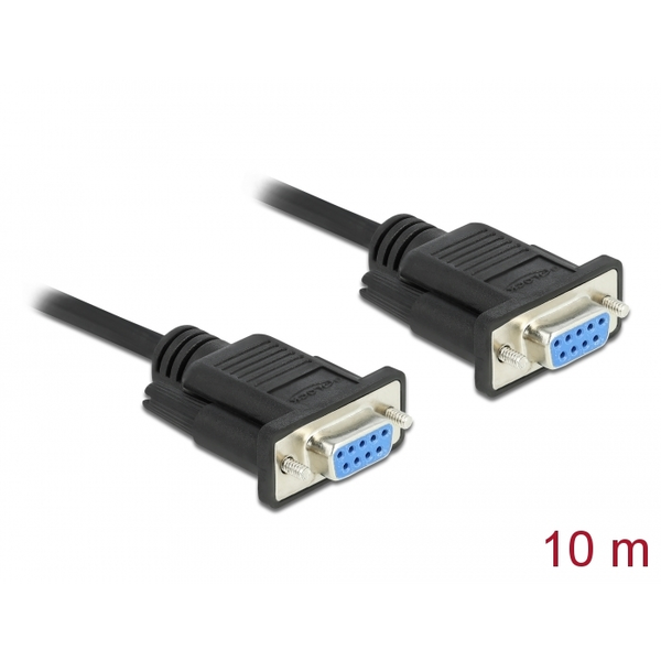 Sériový kábel RS-232 D-Sub 9-pin F-F null modem CTS/RTS 10 m Delock 87783