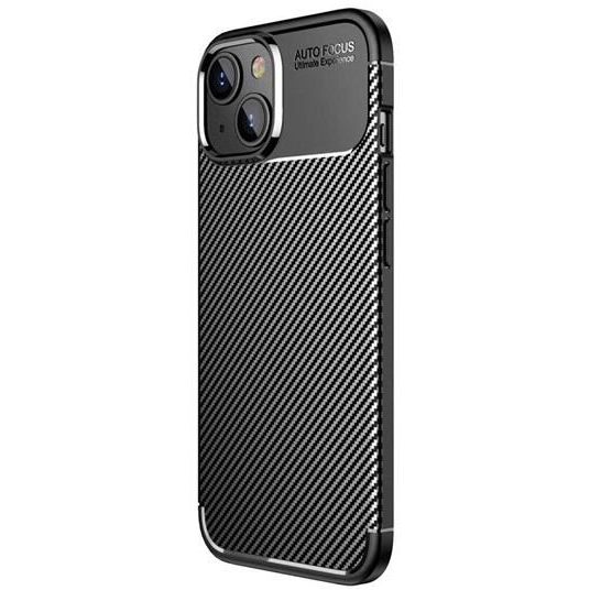 Gigapack Apple iPhone 14 karbon mintás szilikon tok fekete (GP-129621) (GP-129621)