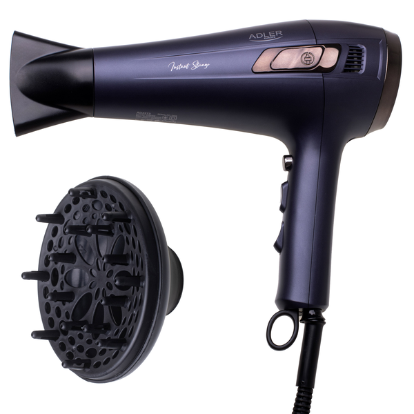 Adler AD 2273 Hair dryer with retractable power cord, 2400W + diffuser, Violet