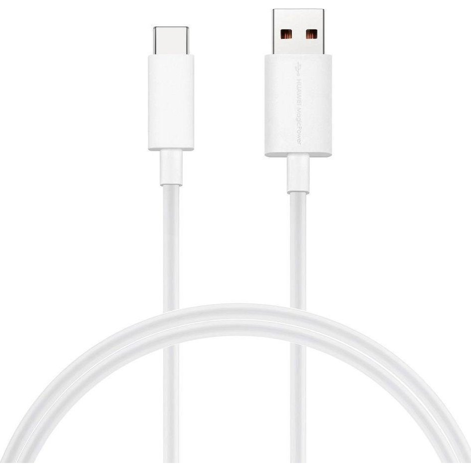USB töltő- és adatkábel, USB Type-C, 100 cm, 8000 mA, gyorstöltés, Huawei, fehér, gyári (5903396180835)