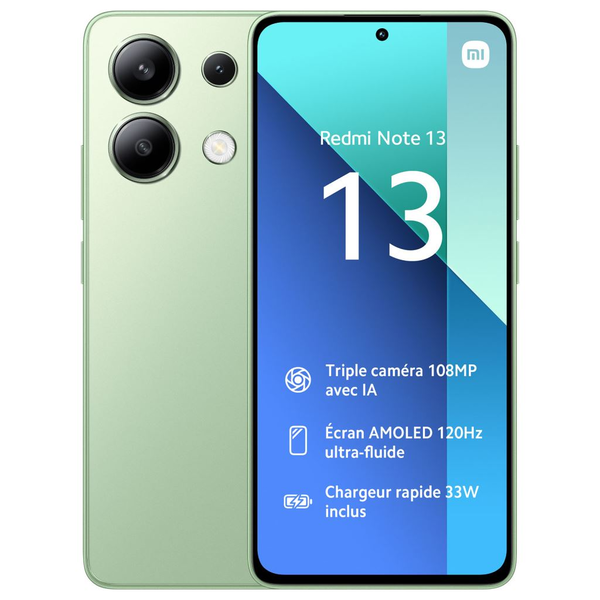 Мобилен телефон Xiaomi Redmi Note 13, независим от карта, две SIM карти, 256GB, 8GB RAM, LTE, зелен