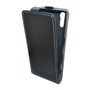 Tok álló, bőr hatású (FLIP, lefelé nyíló, szilikon tartó) FEKETE [Sony Xperia XZ (F8331)]