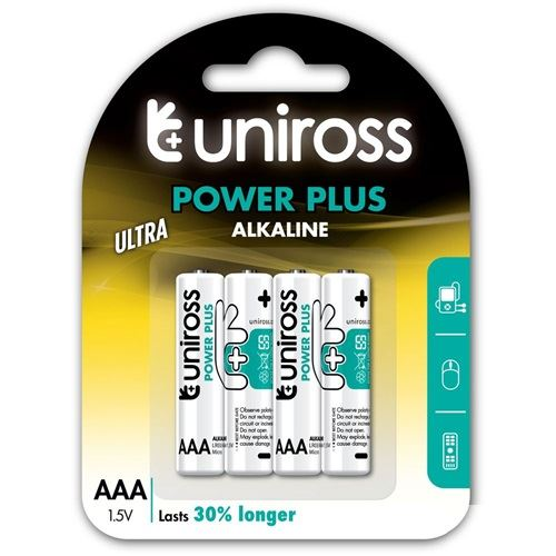 Uniross LR03/4BP 1.5V AAA/микро издръжлива алкална батерия, POWER PLUS