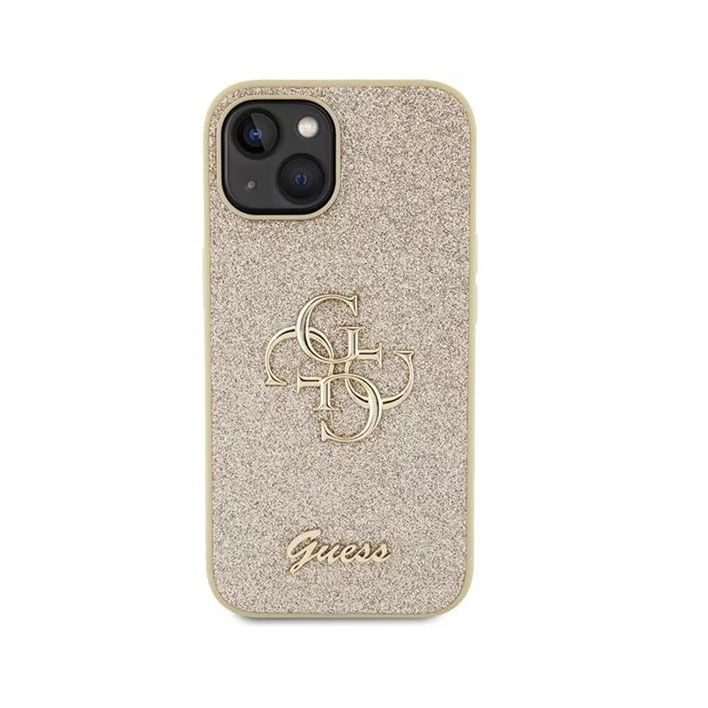 Guess Glitter Script Big 4G Apple iPhone 15 Tok - Arany (GUHCP15SHG4SGD)
