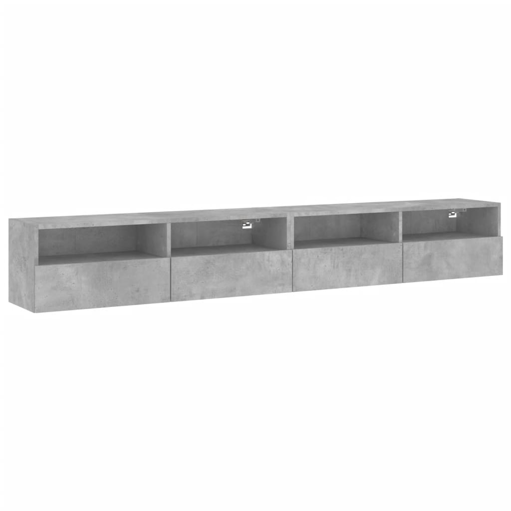 2 db betonszürke szerelt fa fali TV-szekrény 100x30x30 cm (836889)