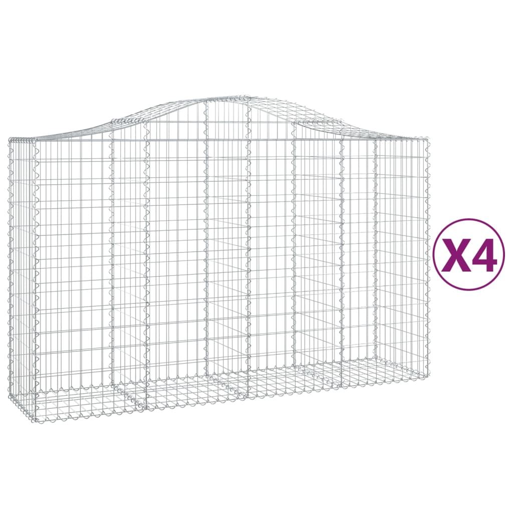 4 db íves horganyzott vas gabion kosár 200x50x120/140 cm (3145663)