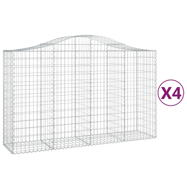 Комплект габионни кошници арка vidaXL, 4 бр, 200 x 50 x 120/140см, Поцинковано желязо, 28.25 Kg