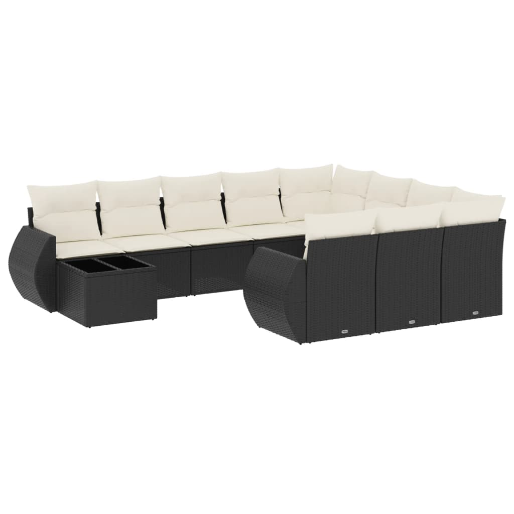 11 részes fekete polyrattan kerti ülőgarnitúra párnákkal (3254263)