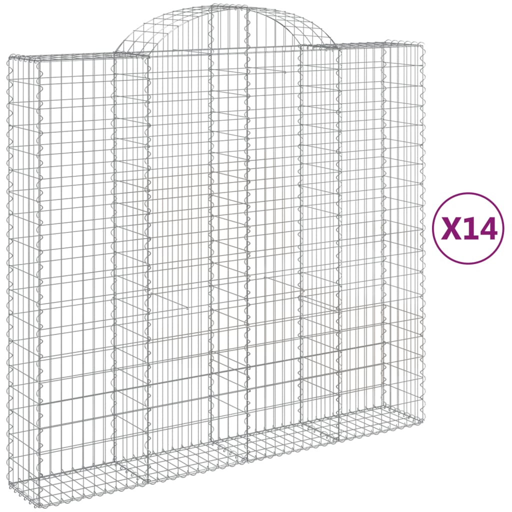 14 db íves horganyzott vas gabion kosár 200x50x180/200 cm (3146416)