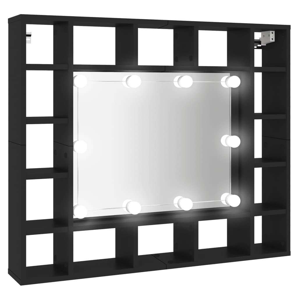 fekete LED-es tükrös szekrény 91x15x76,5 cm (833496)